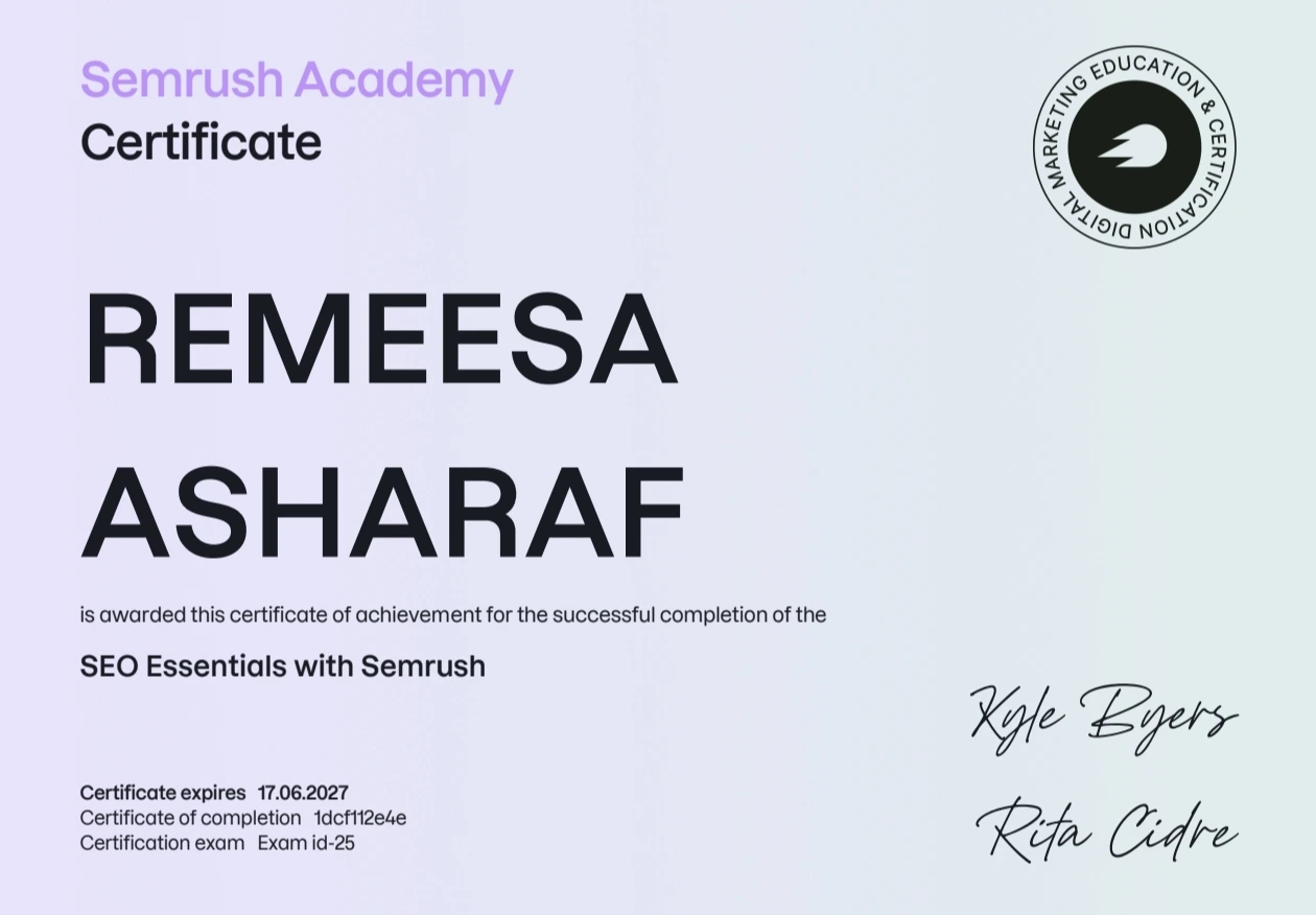 Semrush academy certificate