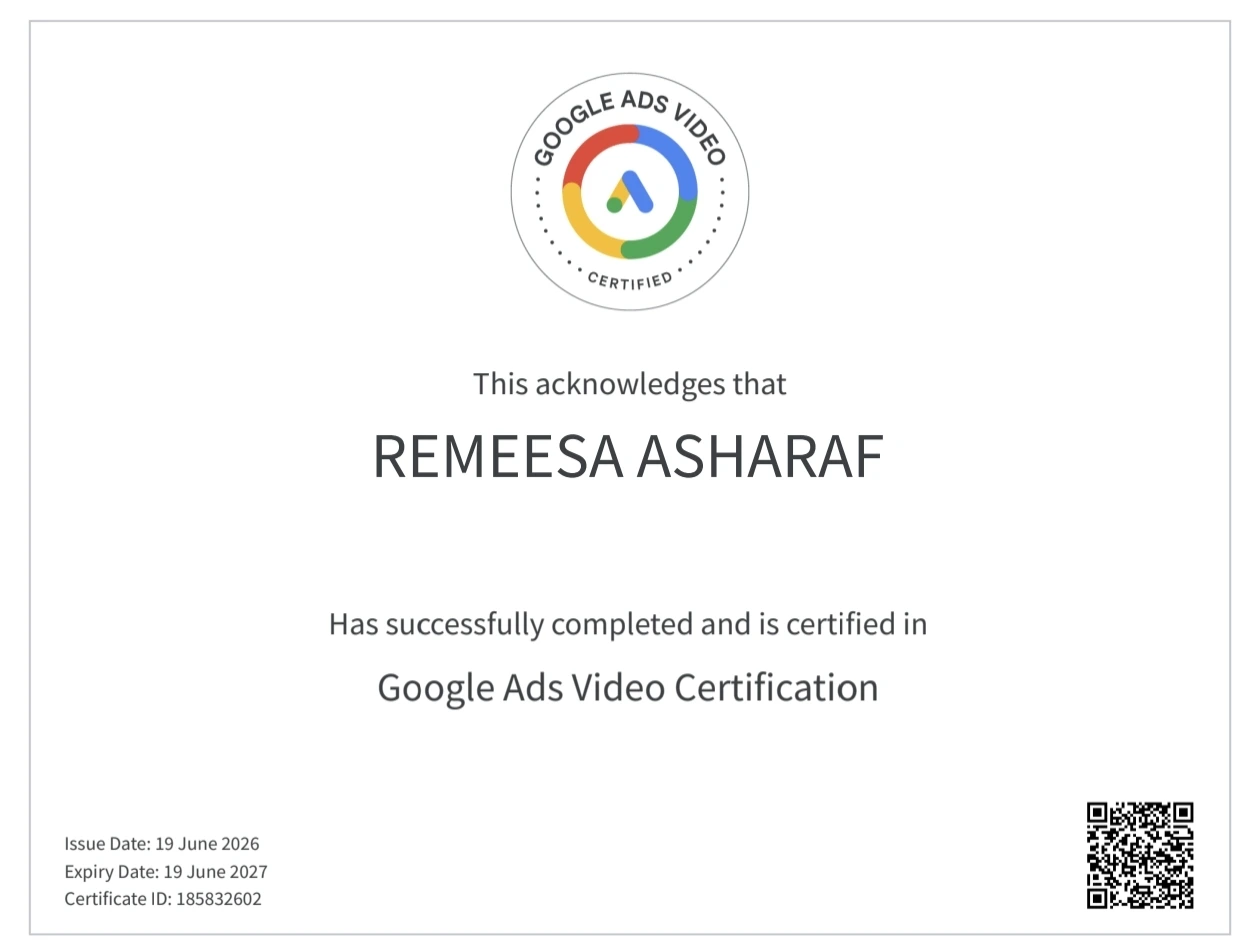 google ads video certificate
