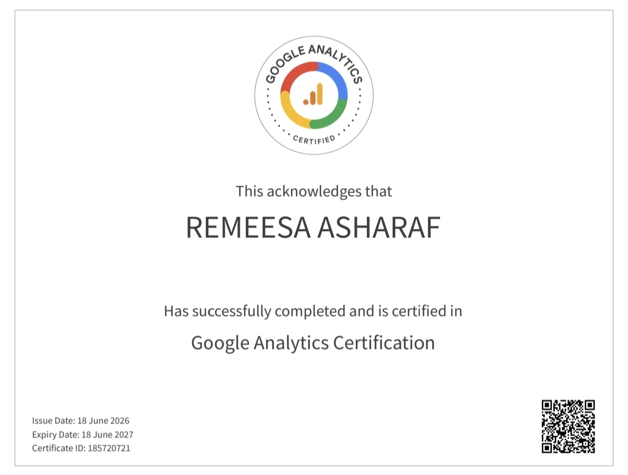 google analytics certificate